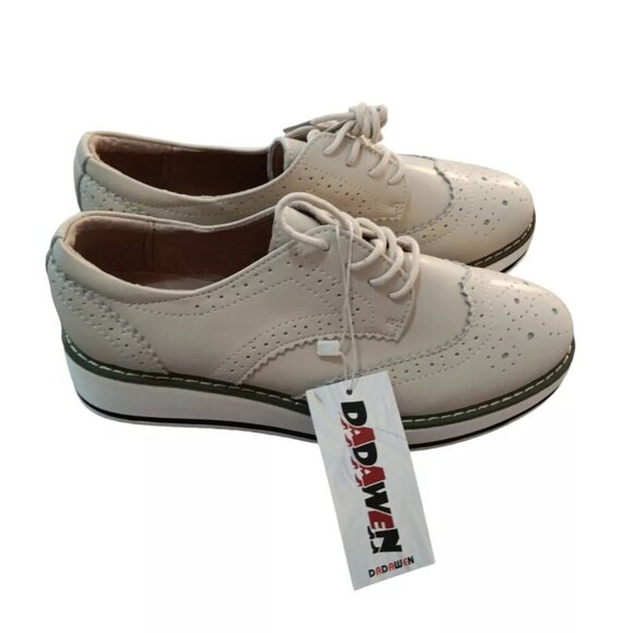 DADAWEN Women's Platform Lace-Up Wingtips Square Toe Oxfords Sz 39(EU) 8.5(US) - Picture 1 of 5